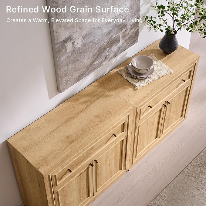 ACCOHOHO Modern Farmhouse Buffet Cabinet, 94.5" Sideboard Credenza, Modular - Image 6