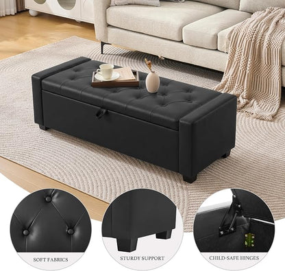 Huatean Home 48" Ottoman with Storage, Storage Ottoman Bench with Safety Hinge - Image 3
