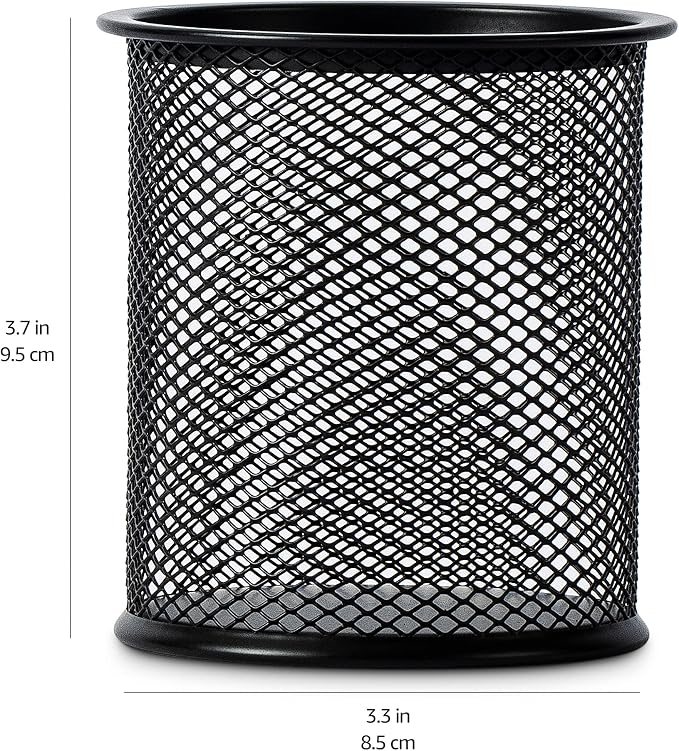 Amazon Basics Wire Mesh Pen Cup, Office Caddy Storage, ‎3.7" x 3.3" - Image 4