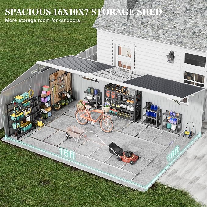 10x16 FT Metal Outdoor Storage Shed - Image 4