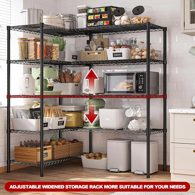 REIBII 5 Tier Wire Shelving Storage Shelves Loads 1430LBS - Image 5