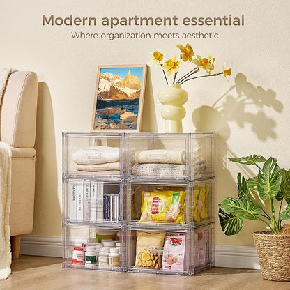 Vtopmart 4 Pack 18QT Clear Stackable Storage Drawers, Easily Assemble Closet - Image 5
