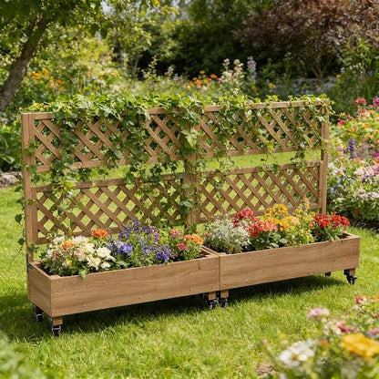 Raised Garden Bed with Wheels Outdoor, Large Garden Planter Box Tomato Flower - Image 8