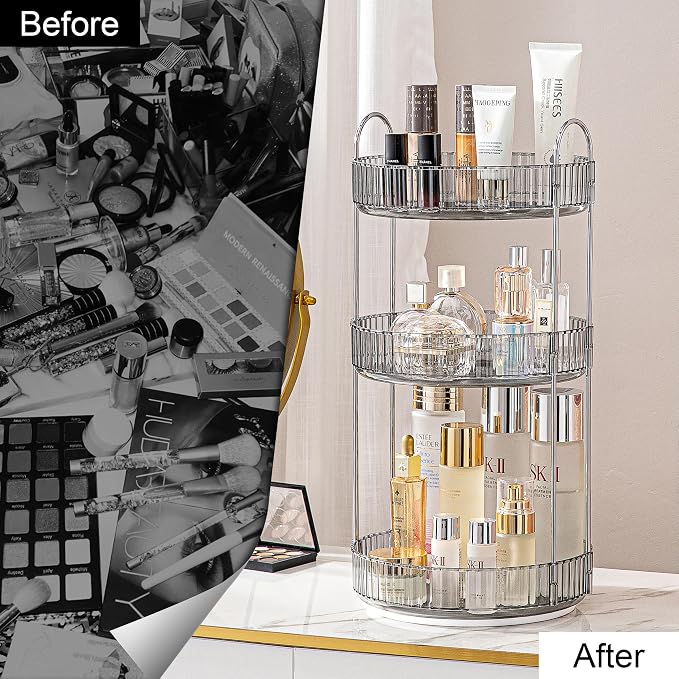360 Rotating Makeup Organizer for Vanity, Bathroom Countertop Spinning Perfume - Image 2