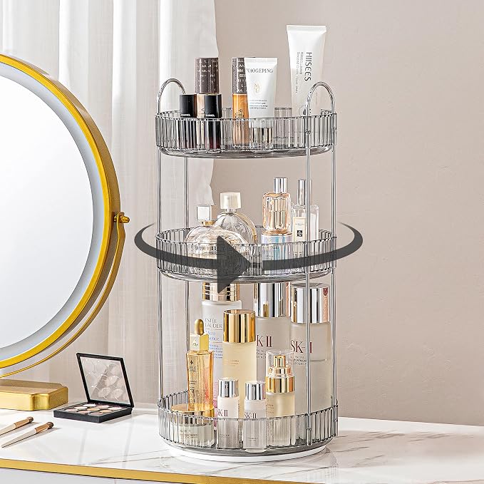 360 Rotating Makeup Organizer for Vanity, Bathroom Countertop Spinning Perfume by Weidace