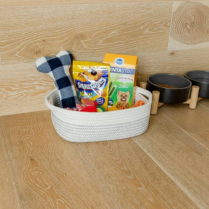 NaturalCozy 5-Piece Rectangle Storage Basket Set- Natural Cotton Rope Woven - Image 6