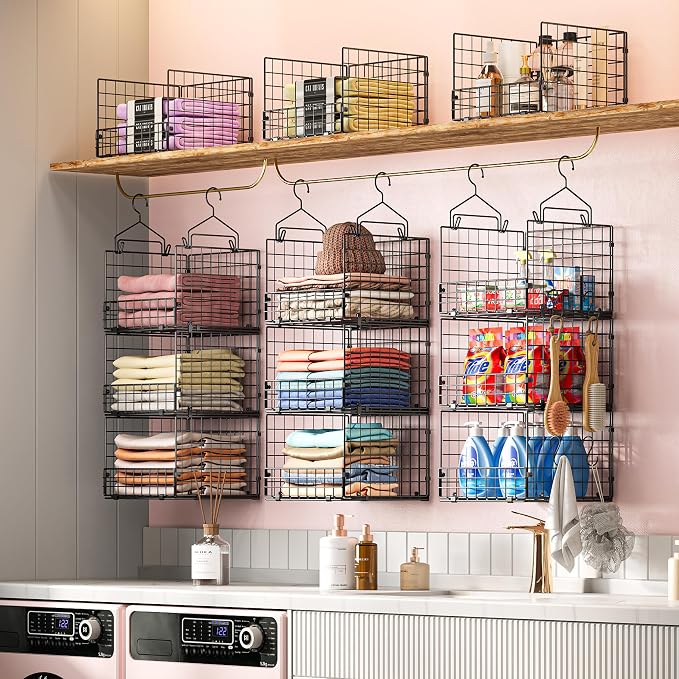 Sonyabecca 3-Tier Hanging Closet Organizer, Foldable Cabinet Wire Storage - Image 2