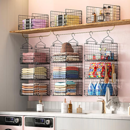 Sonyabecca 3-Tier Hanging Closet Organizer, Foldable Cabinet Wire Storage - Image 2