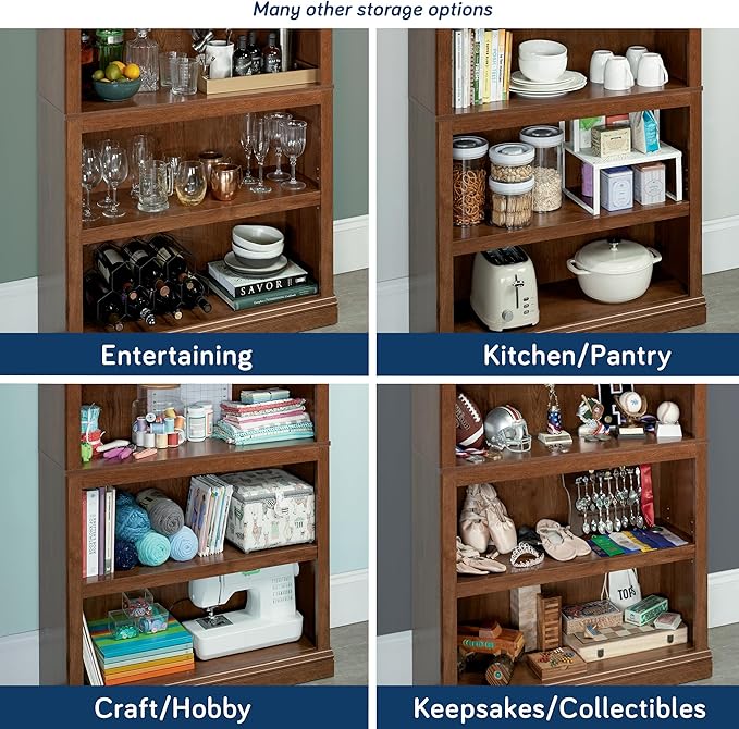 Sauder 5-Shelf Split Bookcase/ Book shelf, Oiled Oak finish - Image 7