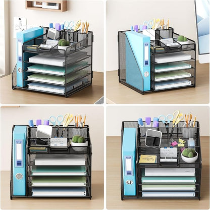 Lavatino Desk Organizer, 5-Tier Metal Mesh Paper Letter Tray - Image 4