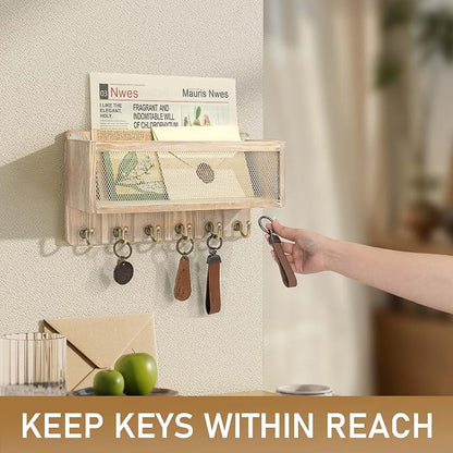 Rebee Vision Pine Wood Mail and Key Holder - Image 3