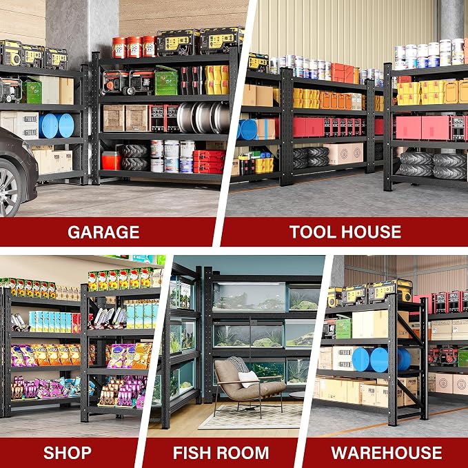 2000LBS Heavy Duty Garage Shelving Units, Metal Garage Shelves, Large Storage - Image 5