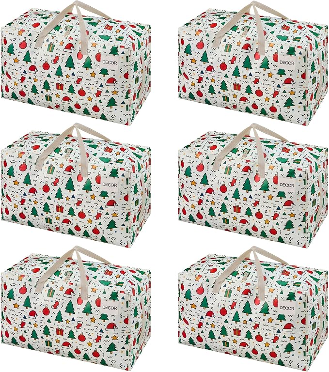 VENO 6 Pack Moving Bags and Large Christmas Decoration Storage Bins by Veno