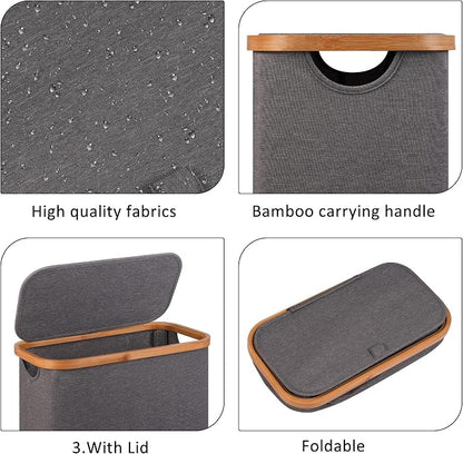 Slim Laundry Basket, 60L Laundry Hamper - Image 2