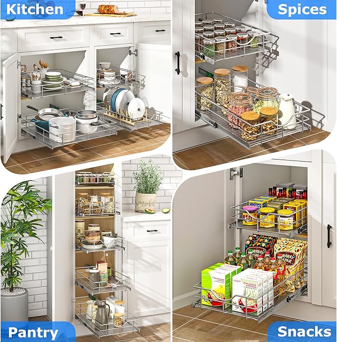 WelFurGeer Soft Close Slide Out Cabinet Shelf, Kitchen Shelf Organizer - Image 7