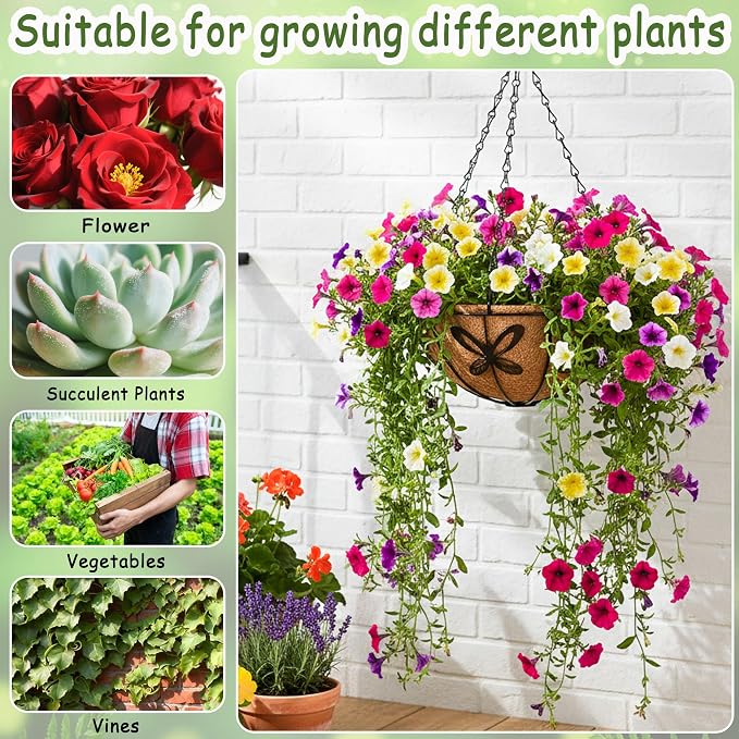 4pcs 14 inch Metal Hanging Baskets Round Wire Plant Stand - Image 7