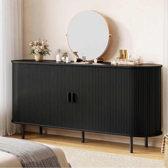 Buffet Sideboard Cabinet with Storage, Modern Accent Coffee Bar Console Table - Image 8
