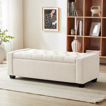 Huatean Home 48" Ottoman with Storage, Storage Ottoman Bench with Safety Hinge by huateanhome