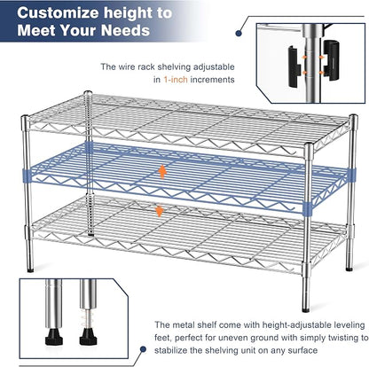 2-Tier Heavy Duty Metal Shelving Unit, Wire Shelf Rack - Image 7