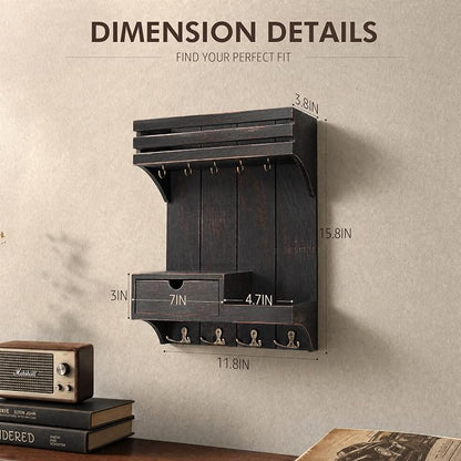 Rebee Vision Pine Wood Key Holder Wall Mount - Image 2