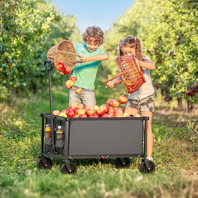 29.3" Collapsible Wagon Cart, 150L Heavy Duty Folding Utility Wagon - Image 9