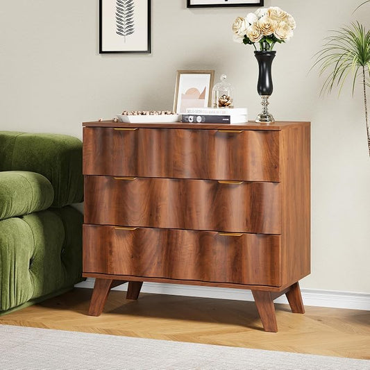 3 Drawer Dresser, Fluted Chest of Drawers by EnjoyaWarmandCozyLife