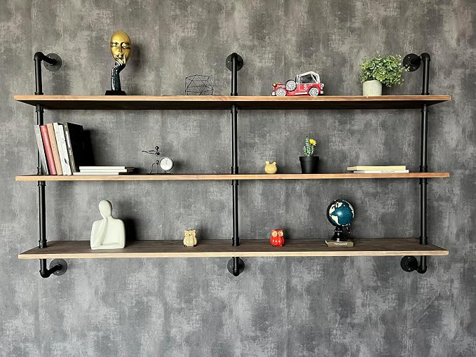HDDFER Floating Shelves 70 inch Wall Bookshelf Industrial Pipe Shelving Shelves by industrialpipeshelving