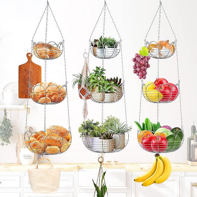 Simple Houseware Modern 3-Tier Hanging Fruit Basket - Image 6