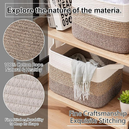 OIAHOMY Woven Storage Basket, Cotton Rope Baskets - Image 6