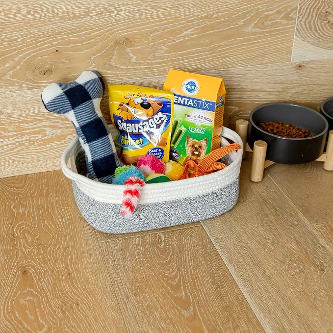 NaturalCozy 5-Piece Rectangle Storage Basket Set- Natural Cotton Rope Woven - Image 6