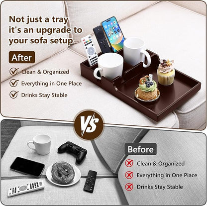 Sofa Insert Tray for Middle Seat, Bamboo Couch Table - Image 5