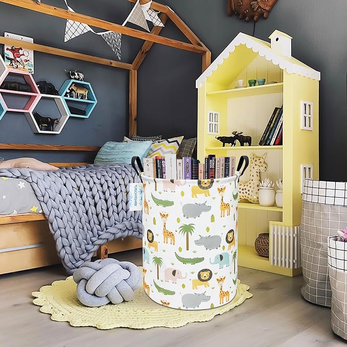 LANGYASHAN Laundry Basket Canvas Fabric Collapsible Organizer Basket - Image 5