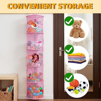 2Pcs Hanging Stuffed Animal Storage Hammock Net 5 Tiers, Holds Plushies - Image 7