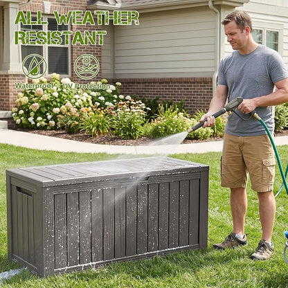 ROJIK 95 Gallon Outdoor Storage Box Waterproof, Weatherproof Deck Boxes Outdoor - Image 3