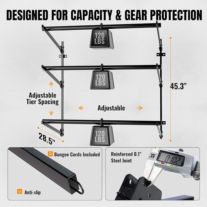 3-Tier Foldable Kayak Wall Mount Rack | Space-Saving Swing-Away Design - Image 5