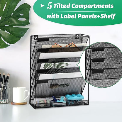 EASEPRES Desk File Organizer Mesh 6-Tier, Hanging Wall Mount Document - Image 3