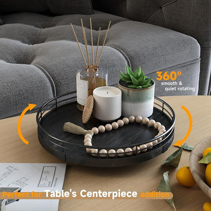 9" Oak Bathroom Vanity Tray Turntable - Image 3