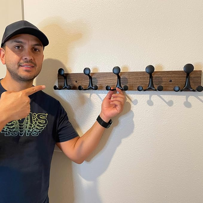SKOLOO 24-Inch Wood Burnt Coat Rack Wall Mount - Image 2