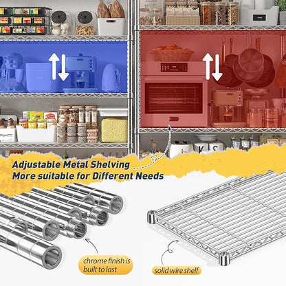 REIBII 70" W Wire Shelving Load 1500LBS, Metal Shelving 5-Tier Storage Shelves - Image 7