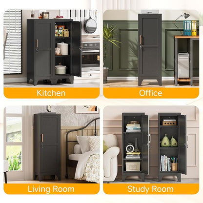 46"H Black Metal Locker Set of 2, Small Locking Cabinet - Image 7