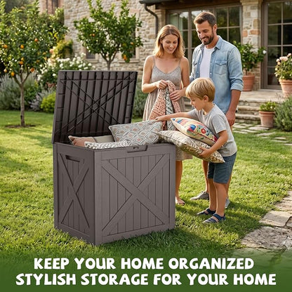 40 Gallon Waterproof Resin Deck Box, Outdoor Lockable Toy Storage Box Container - Image 6