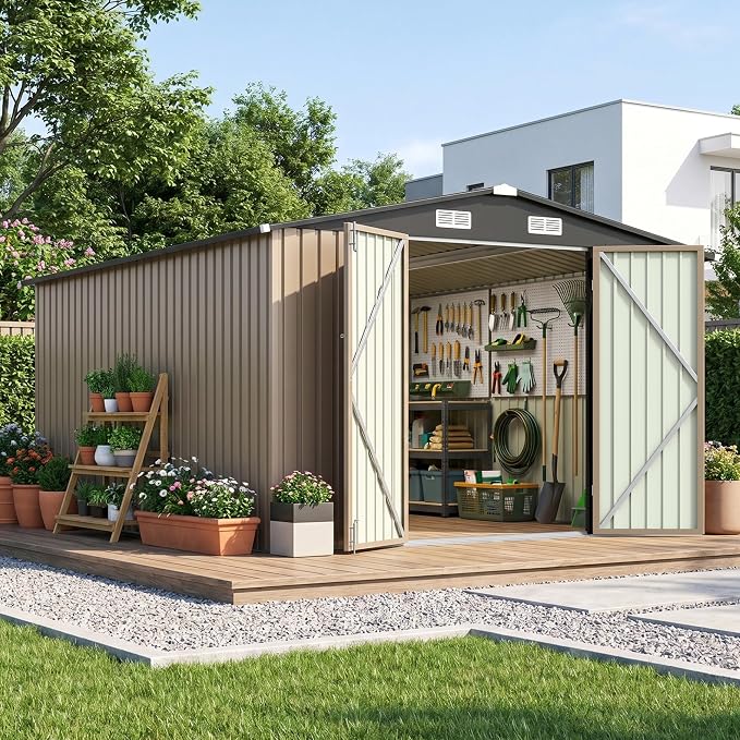 Patiowell 10x12 FT Metal Storage Shed, Heavy-Duty Outdoor Storage - Image 2