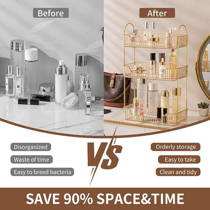 3 Tier Bathroom Organizer Countertop Makeup Perfume Tray Skincare Organizer - Image 4