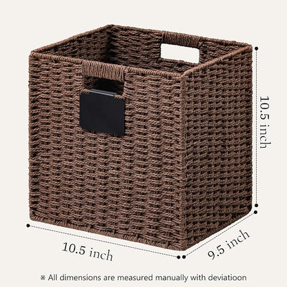 UBBCARE 4 Pack Wicker Basket, 10.5×10.5 Storage Cubes - Image 2