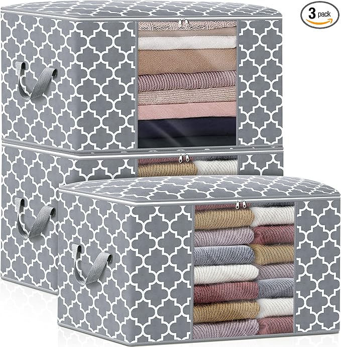 WISELIFE Storage Bags 100L 3-Pack Large Blanket Clothes Organization and by WiseLife