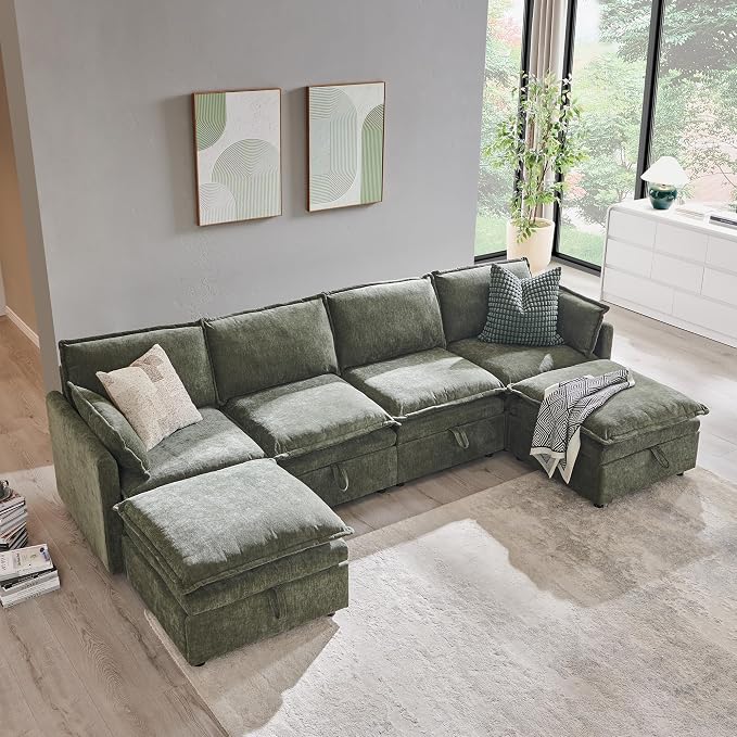 116.54" Sectional Couches for Living Room, Cloud Couch Sectional - Image 3