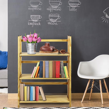 Casual Home 3-Shelf Folding Stackable Bookcase-Natural - Image 6