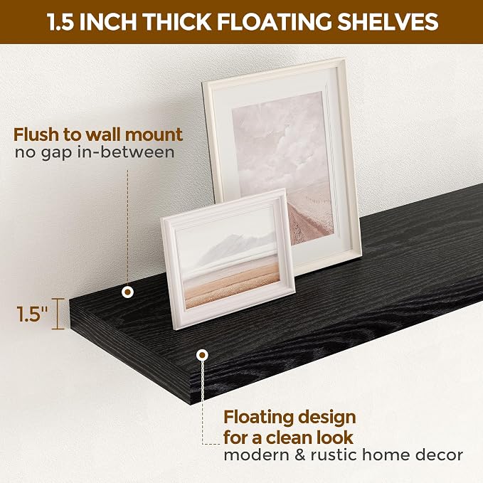 Fun Memories 36 Inch Floating Shelves Black, 9.3 Deep Floating Shelf - Image 6