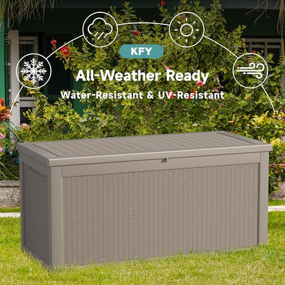 260 Gallon Waterproof Outdoor Storage Box, UV Resistant Resin Deck Box - Image 4