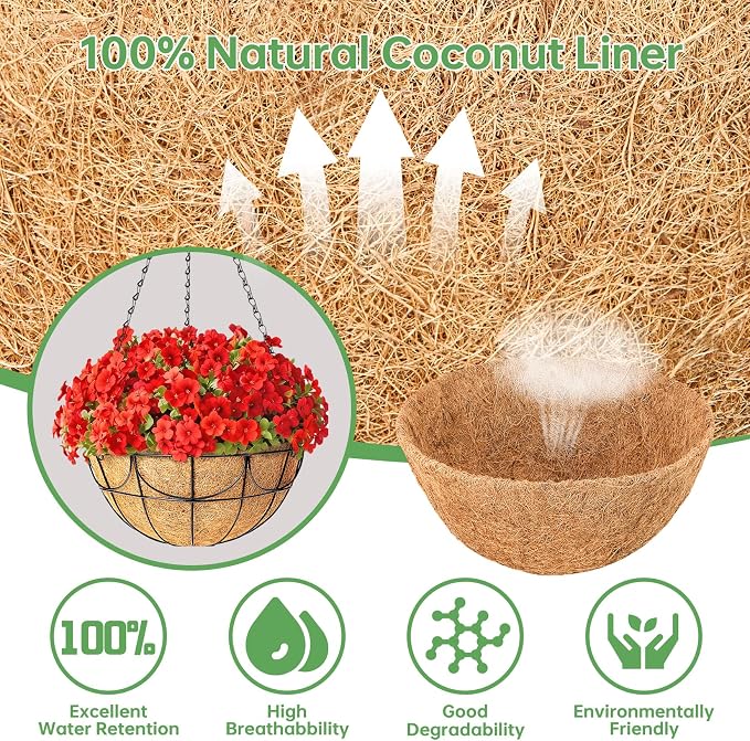 2 Pack 12 Inch Coco Liners for Hanging Baskets - Image 2